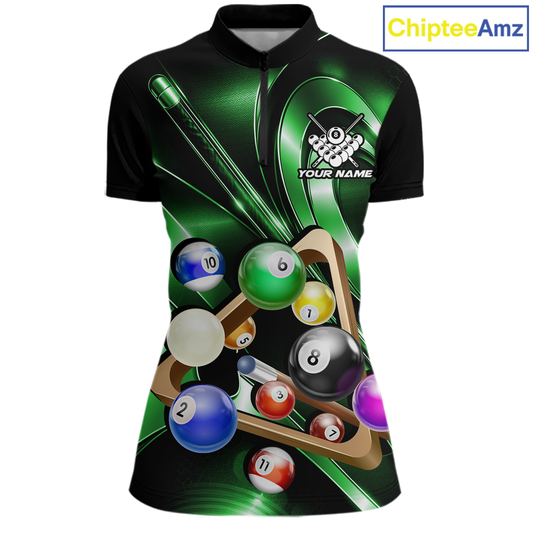 Custom Ball Pool Shirts Green Billiard Shirt for Women Billiard Team Jersey Billiard League NNT180