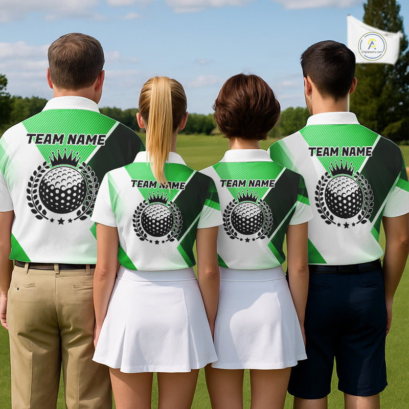 Green And White Golf Ball Golf Polo Shirts Custom Golf Clothing , Golf Gifts For Womens NHT591