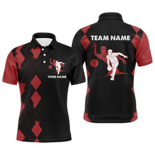 Load image into Gallery viewer, Men Polo Bowling Shirt Personalized Name, Red&Black Bowler Team Jersey for Bowling Lovers NBP22