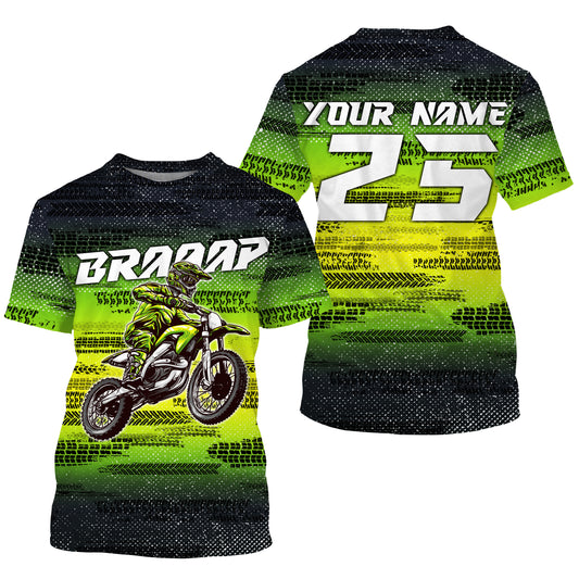 Custom dirt bike jersey youth kid adult UPF30+ MX racing green Motocross off-road shirt motorcycle PDT112