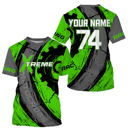 Xtreme dirt bike green Motocross racing jersey UPF30+ personalized adult kid MX shirt motorcycle PDT62