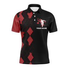 Load image into Gallery viewer, Men Polo Bowling Shirt Personalized Name, Red&Black Bowler Team Jersey for Bowling Lovers NBP22