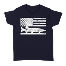 Load image into Gallery viewer, Musky Fisherman American Flag Fishing Women's T Shirt - FSD1412D02