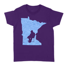Load image into Gallery viewer, Minnesota Ice Fishing Shirts, Winter Fishing Minnesota State Love Fishing Women's Tshirt - FSD2927 D06