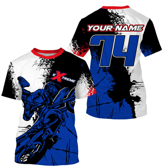 Custom MX jersey UV extreme Motocross racing men women kids blue&white dirt bike riding outfit PDT198