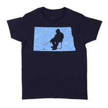 Load image into Gallery viewer, North Dakota Ice Fishing Shirts, Winter Fishing North Dakota State Love Fishing Women's Tshirt - FSD2926 D06