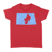 Load image into Gallery viewer, North Dakota Ice Fishing Shirts, Winter Fishing North Dakota State Love Fishing Women's Tshirt - FSD2926 D06