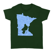 Load image into Gallery viewer, Minnesota Ice Fishing Shirts, Winter Fishing Minnesota State Love Fishing Women's Tshirt - FSD2927 D06