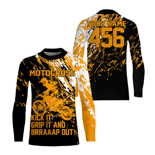 Personalized Dirt Bike Jersey Adult&Kid UPF30+ Orange Motocross MX Racing Off-Road Motorcycle NMS1241