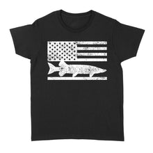 Load image into Gallery viewer, Musky Fisherman American Flag Fishing Women's T Shirt - FSD1412D02