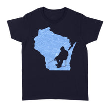 Load image into Gallery viewer, Wisconsin Ice Fishing Shirts, Winter Fishing Wisconsin State Love Fishing Women's Tshirt - FSD2920 D06