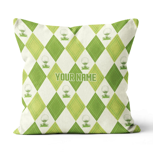 Green Argyle Pattern Golf Ball Custom Pillow Personalized Golfer Gifts LDT1096