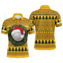 Load image into Gallery viewer, Ugly Christmas Sweater Men's Golf Sports Polo Custom Name Long Sleeves Shirt, Xmas Gift For Golfer TTN100