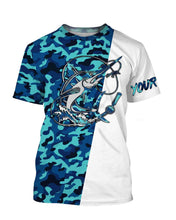 Load image into Gallery viewer, Swordfish Fishing Sea Camo Custom Name Full Printing Shirts Personalized Gift TATS114