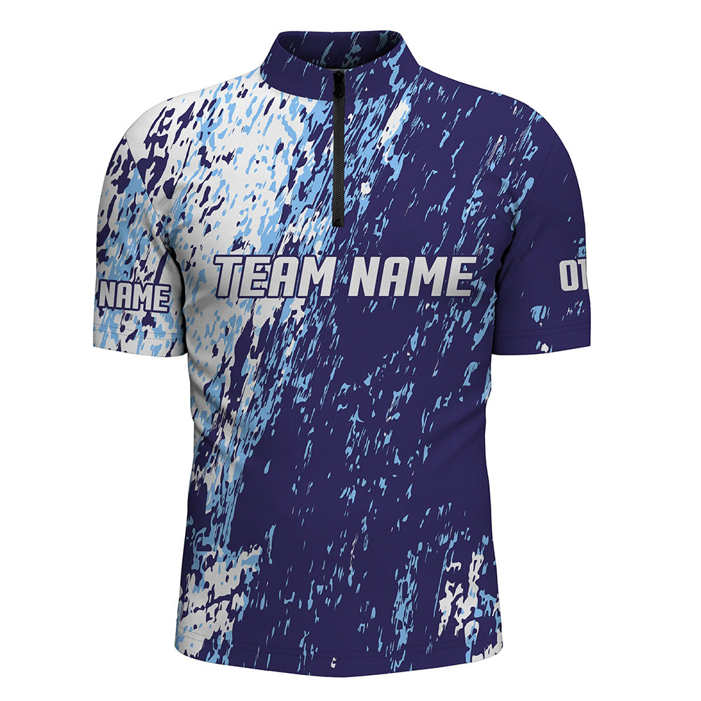 Personalized Bowling Team Jerseys, Bowling Shirts For Men With Customized Name | Blue IPHW4512