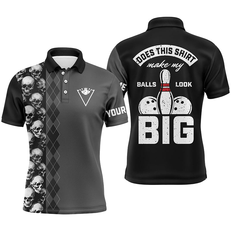 Custom black bowling shirt for men – personalized team jersey front view