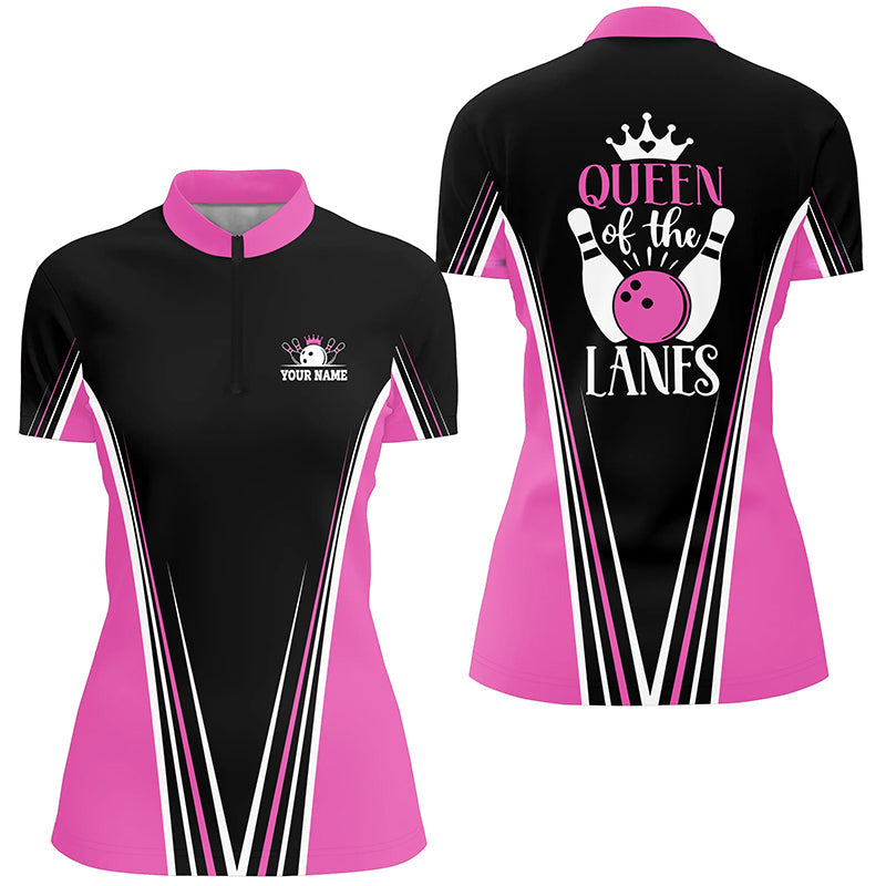 Custom bowling shirt for women – personalized team jersey front view