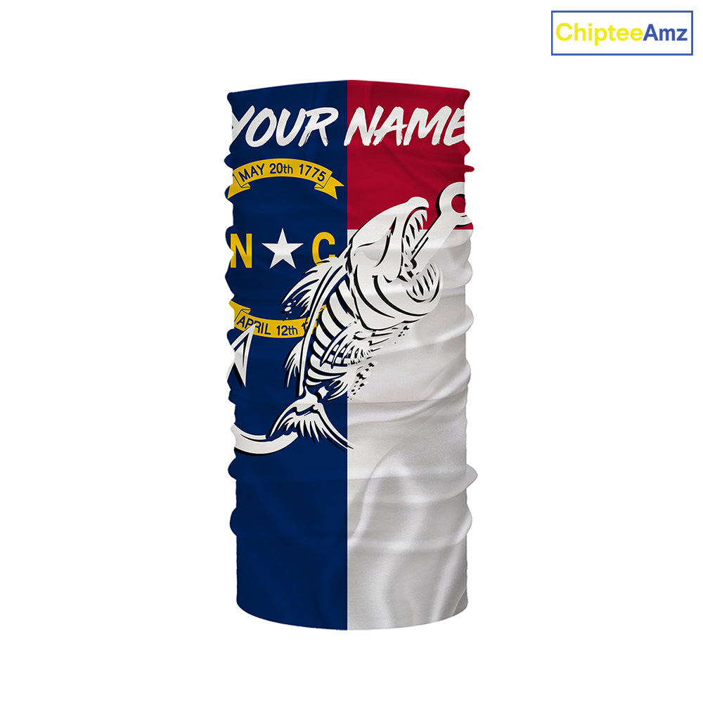 NC Fishing North Carolina Flag Fish hook skull Custom Name sun protection fishing shirts NQS3471