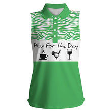Load image into Gallery viewer, Funny Women's sleeveless golf polo shirt plan for the day coffee golf wine, golf gift for women NQS3479