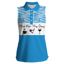 Load image into Gallery viewer, Funny Women's sleeveless golf polo shirt plan for the day coffee golf wine, golf gift for women NQS3479