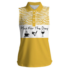 Load image into Gallery viewer, Funny Women's sleeveless golf polo shirt plan for the day coffee golf wine, golf gift for women NQS3479