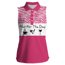 Load image into Gallery viewer, Funny Women's sleeveless golf polo shirt plan for the day coffee golf wine, golf gift for women NQS3479