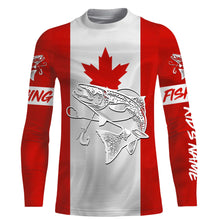 Load image into Gallery viewer, Chinook Salmon King Salmon Fishing Canadian Flag Customize name shirts NQS452
