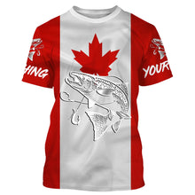 Load image into Gallery viewer, Chinook Salmon King Salmon Fishing Canadian Flag Customize name shirts NQS452