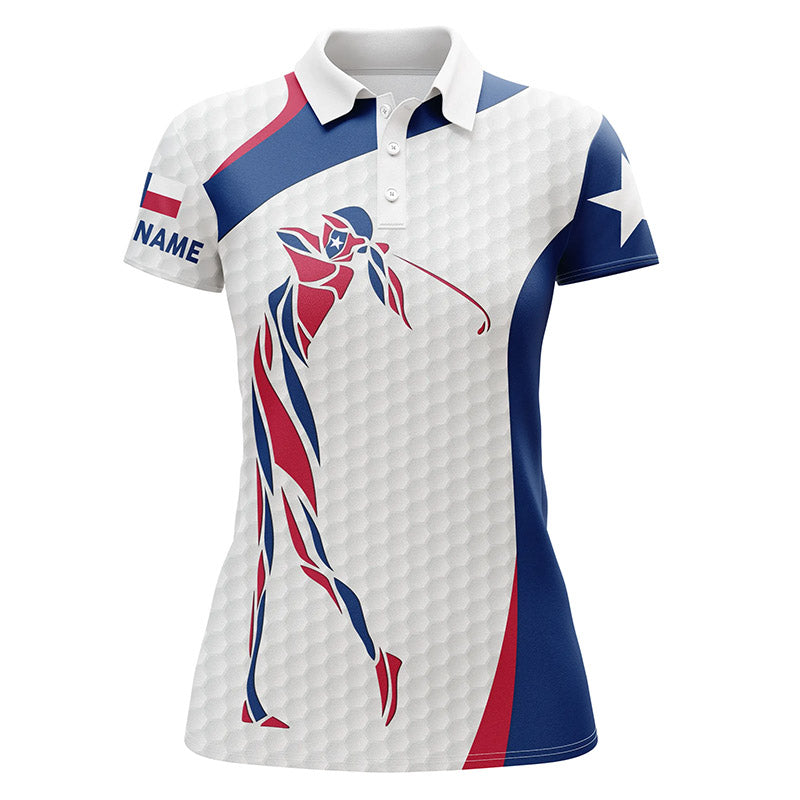 Personalized Texas flag patriot golf white Womens golf polo shirts custom name golf gifts NQS6354