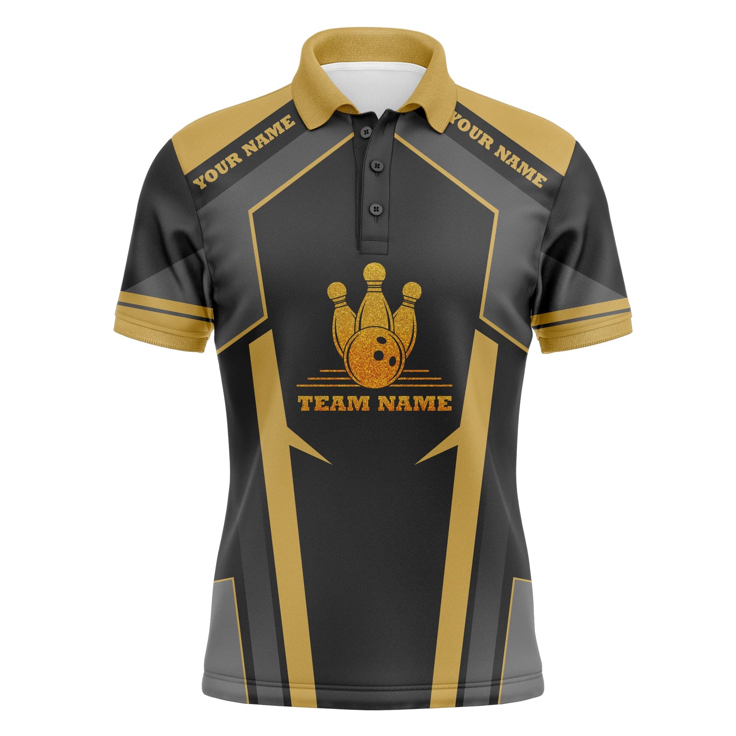 Custom bowling shirt for men – personalized team jersey front view