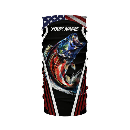 Largemouth Bass fishing American flag Custom UV protection performance long sleeve fishing shirts NQS7173