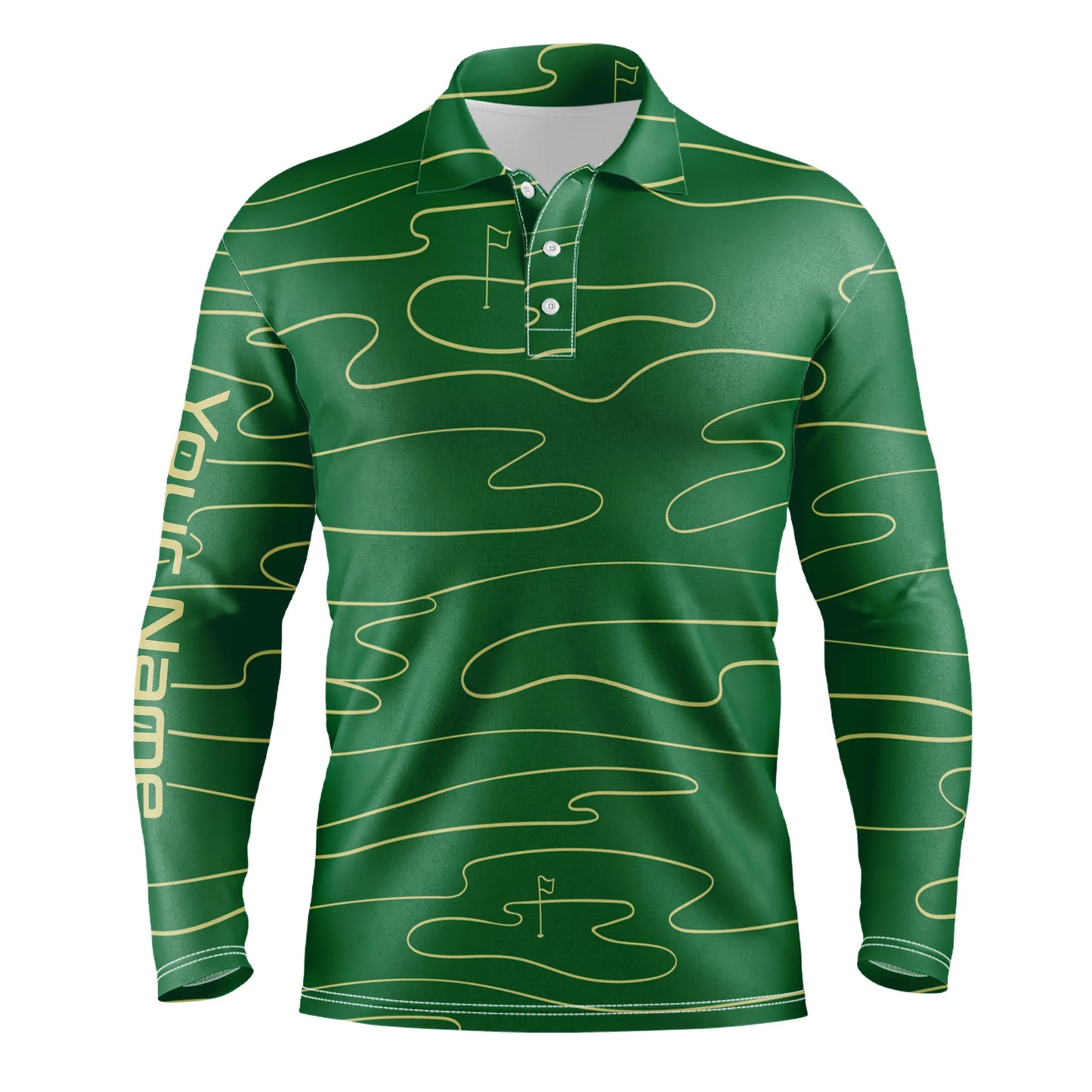 Mens golf polo shirts custom name mens green Golf Course pattern tournament golf polo shirts NQS5079
