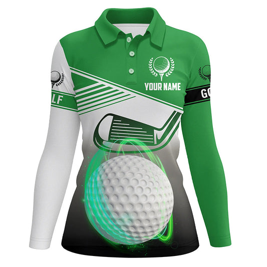 Women golf polo shirts custom golf ball womens golf clothes, golf gifts for womens | Green NQS6930