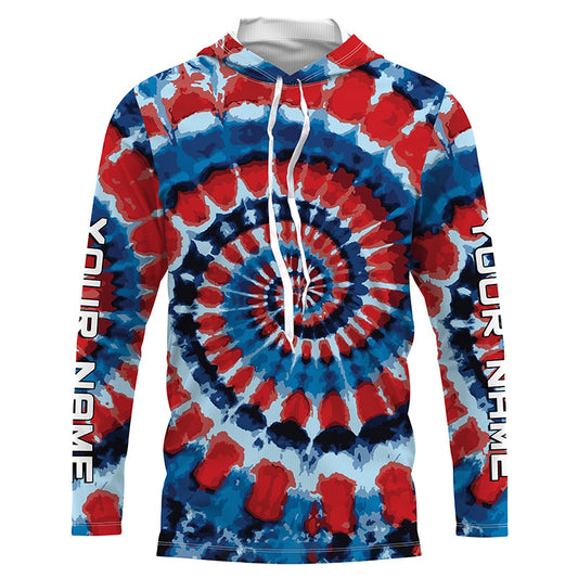 Spiral American flag Tie Dye Custom Shirt, Performance long sleeve UV protection Fishing shirt FSD3366