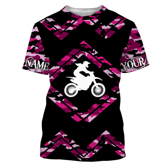 Pink Camo Girl Motocross Jersey Personalized Female Rider Shirt Motorcycle Women Jersey| NMS496