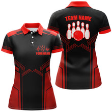 Load image into Gallery viewer, Red Bowling Polo Shirt for Women Custom Bowling Jersey With Name Ladies Bowling Team Shirt BDT71