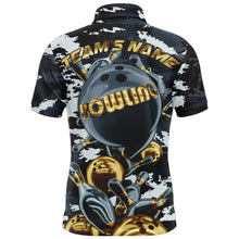 Load image into Gallery viewer, Custom Bowling Shirt for Men Camo Navy Bowling Team Jersey Men's Bowling Polo Shirt BDT41
