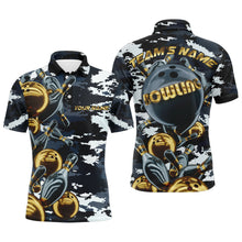 Load image into Gallery viewer, Custom Bowling Shirt for Men Camo Navy Bowling Team Jersey Men's Bowling Polo Shirt BDT41