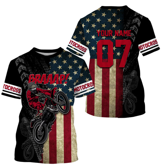 American Motocross Jersey Personalized UPF30+ Brap Dirt Bike Riding Shirt Off-road Motorcycle Riders| NMS531
