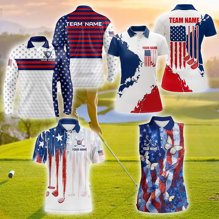 red white and blue golf shirts 