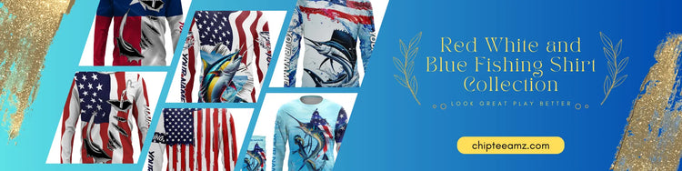 red white and blue fishing shirt