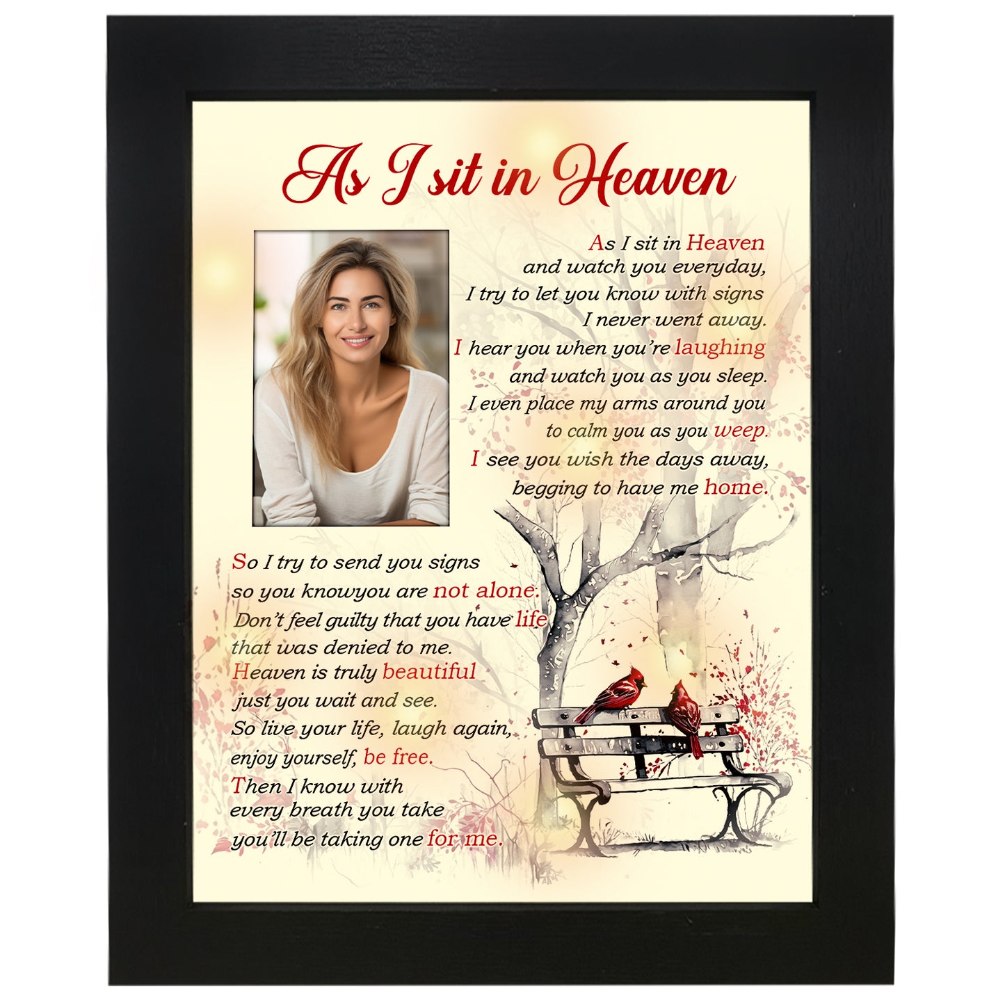 Memorial Shadow Box As I Sit in Heaven Memorial Picture Frame for Loss of Loved One 2x3 Photo TND1