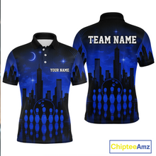 Load image into Gallery viewer, Blue Bowling Custom Men Bowling Shirt Polo &amp; Quarter-Zip Bowling Team Jerseys HNT66