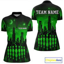 Load image into Gallery viewer, Green Bowling Custom Women Bowling Shirt Polo &amp; Quarter-Zip Bowling Team Jerseys HNT66