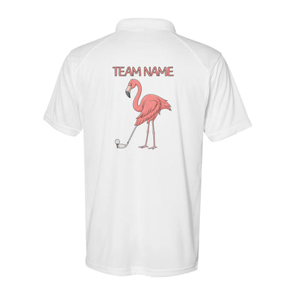 Funny Pink Flamingo Performance Golf Polo Shirts Custom Team Name Flamingo Golf Jerseys D02 NQS9873