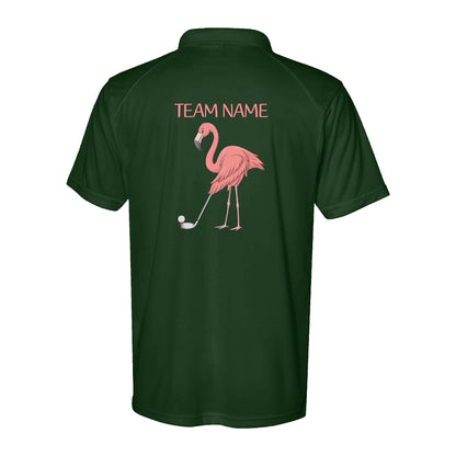 Funny Pink Flamingo Performance Golf Polo Shirts Custom Team Name Flamingo Golf Jerseys D02 NQS9873