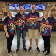 Load image into Gallery viewer, Custom Zen Frog Dart Shirts for Men Menditation Style Dart Jersey Polo &amp; 1/4Zip Dartboard Shirt DHT20
