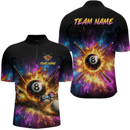 Custom Galaxy Billiard Shirt 8 Ball Billiard Jersey for Men Polo & Quarter-Zip BHT10