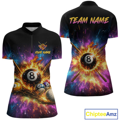 Custom Galaxy Billiard Shirt 8 Ball Billiard Jersey for Women Polo & Quarter-Zip BHT10