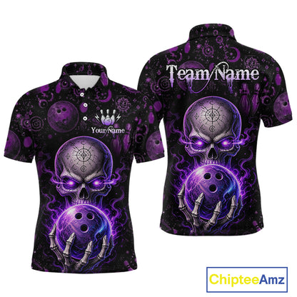 Custom Mystic Skull Bowling Shirt for Men Bowling League Jersey Polo & Quarter-Zip Outfit QZT1020